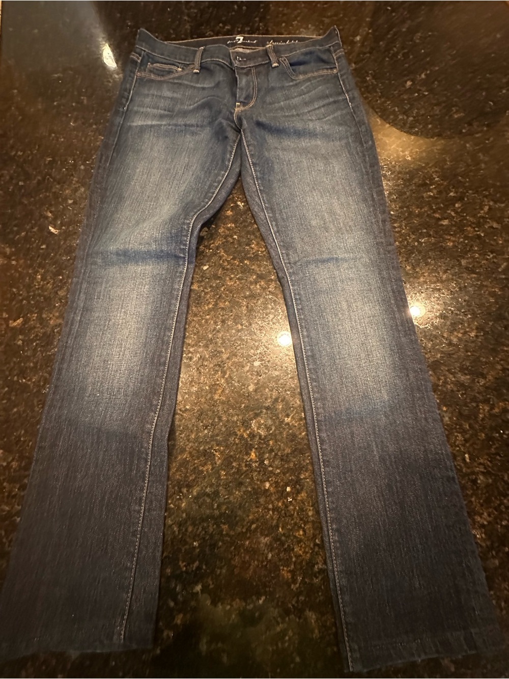 7 for all Mankind Women’s Slim Straight Jeans - Dark Blue Wash